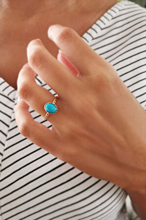 Altın Firuze Taşlı Zincir Kol Yüzük