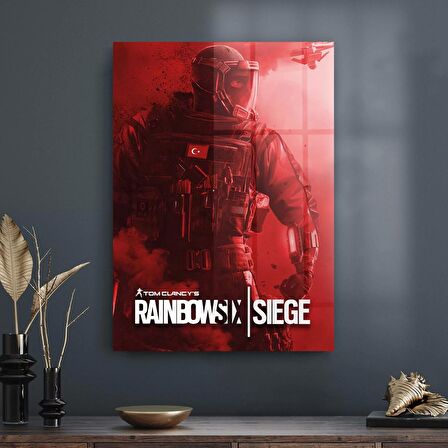 Decovetro Cam Tablo Kırmızı Rainbowsix Siege