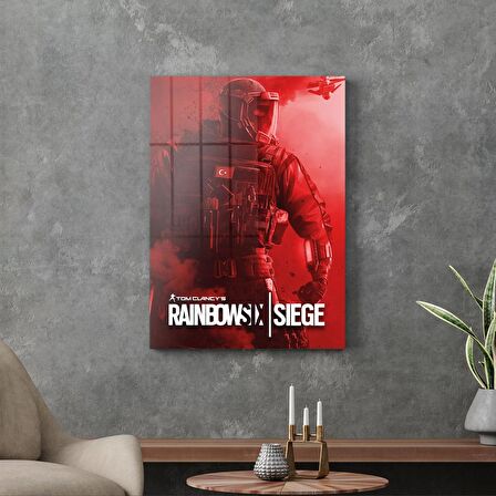 Decovetro Cam Tablo Kırmızı Rainbowsix Siege