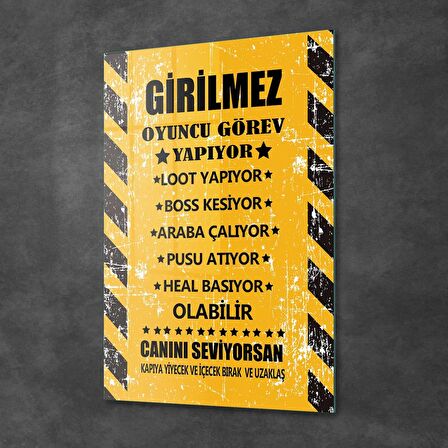 Decovetro Cam Tablo Gamer Eskitilmiş Uyarı Yazılı