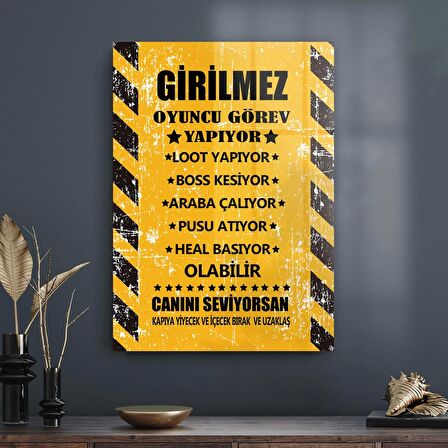 Decovetro Cam Tablo Gamer Eskitilmiş Uyarı Yazılı
