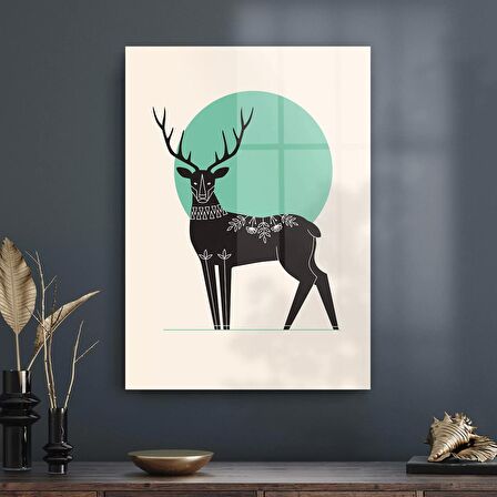 Decovetro Cam Tablo Minimal Geyik Desenli