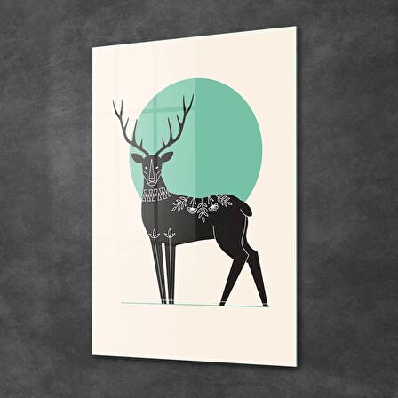 Decovetro Cam Tablo Minimal Geyik Desenli