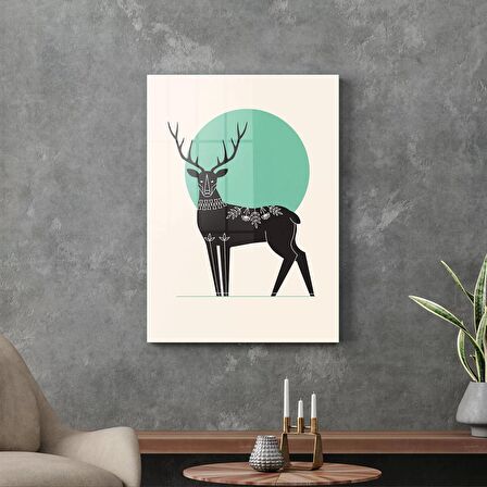 Decovetro Cam Tablo Minimal Geyik Desenli