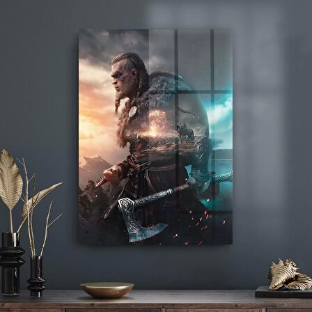 Decovetro Cam Tablo Assassin's Creed Renkli Valhalla