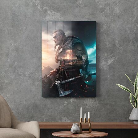 Decovetro Cam Tablo Assassin's Creed Renkli Valhalla
