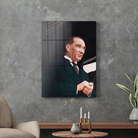 Decovetro Cam Tablo Atatürk Takım Elbiseli