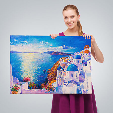 Mikanos Yunanistan Yağlıboya Görünüm Dekoratif Tablo -3572