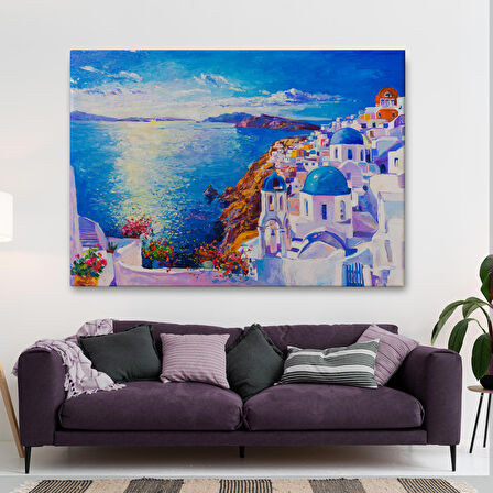 Mikanos Yunanistan Yağlıboya Görünüm Dekoratif Tablo -3572