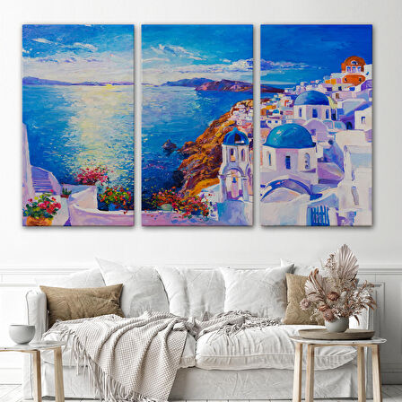 Mikanos Yunanistan Yağlıboya Görünüm Dekoratif Tablo -3572