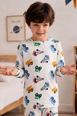 Erkek Çocuk Yeni Sezon Pamuklu Desenli Pijama Takım TKM1022