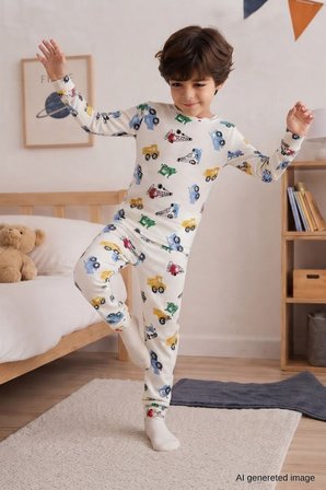 Erkek Çocuk Yeni Sezon Pamuklu Desenli Pijama Takım TKM1022
