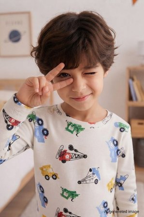 Erkek Çocuk Yeni Sezon Pamuklu Desenli Pijama Takım TKM1022