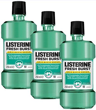 Listerine Ağız Bakım Suyu Fresh Burst Ferah Nane 250 ml x 3 Adet