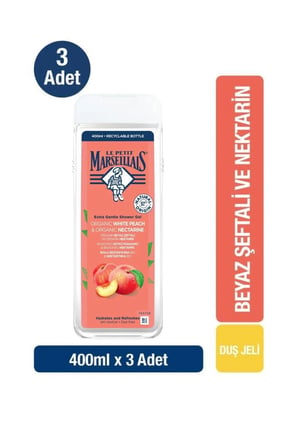 Beyaz Şeftali ve Nektarin Aromalı Nemlendirici Tüm Ciltler İçin Kalıcı Kokulu Duş Jeli 3 x 400 ml