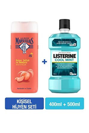 Şeftali Aromalı Nemlendirici Tüm Ciltler İçin Kalıcı Kokulu Duş Jeli 500 ml + Listerine Cool Mint 250 ml