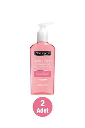 Neutrogena Visibly Clear Tüm Ciltler için Temizleyici Pembe Greyfurt Yüz Temizleme Jeli 2x200 ml 