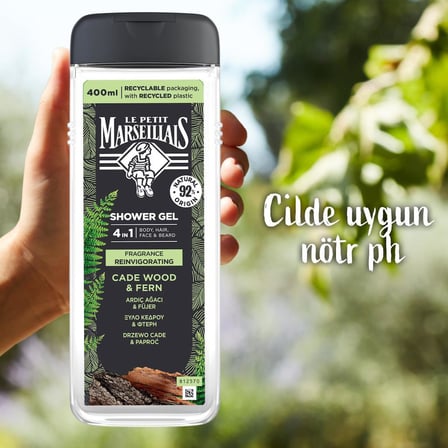 Le Petit Marseillais Men Ardıç Ağacı Aromalı Ferahlatıcı Tüm Ciltler İçin Kalıcı Kokulu Duş Jeli 3 x 400 ml