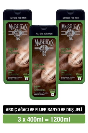 Le Petit Marseillais Men Ardıç Ağacı Aromalı Ferahlatıcı Tüm Ciltler İçin Kalıcı Kokulu Duş Jeli 3 x 400 ml