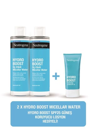 Neutrogena Hydro Boost Üç Etkili Micellar Water Makyaj Temizleme Suyu 400 ml X 2 Adet + Hydro Boost SPF25 Nemlendirici Krem 50 ml