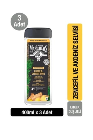 Zencefil ve Akdeniz Selvisi Aromalı Nemlendirici Tüm Ciltler İçin Kalıcı Kokulu Duş Jeli 3 x 400 ml