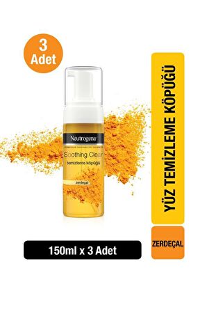 Neutrogena Soothing Clear Yağlı Cilt için Temizleyici Zerdeçallı Yüz Temizleme Köpüğü 3x150 ml 