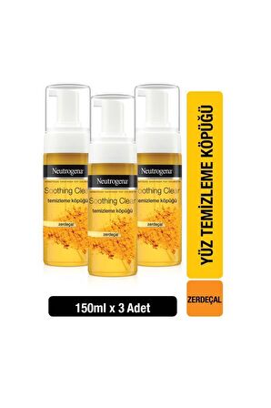 Neutrogena Soothing Clear Yağlı Cilt için Temizleyici Zerdeçallı Yüz Temizleme Köpüğü 3x150 ml 