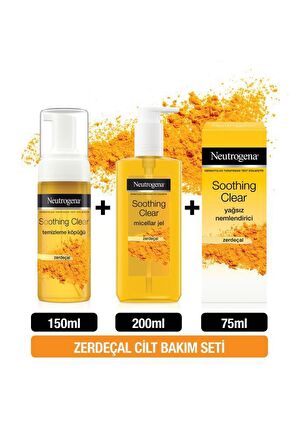 Neutrogena Soothing Clear Temizleme Köpüğü 150 ml Zerdeçal + Micellar Jel 200 ml + Yağsız Nemlendirici 75 ml