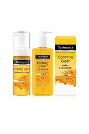 Neutrogena Soothing Clear Temizleme Köpüğü 150 ml Zerdeçal + Micellar Jel 200 ml + Yağsız Nemlendirici 75 ml