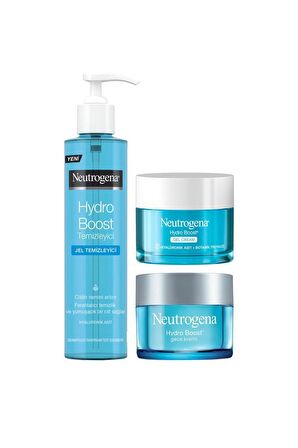 Neutrogena Hydro Boost Nemlendirici Kuru Cilt için  Vücut Kremi 50 ml & Gece Kremi 50ml+Jel Temizleyici 200 ml 