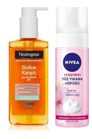 Sivilce Karşıtı Yüz Temizleme Jeli+ Nivea Yatıştırıcı Yüz Yıkama Köpüğü Badem Yağı