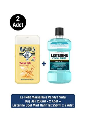 Listerine Coolmint Hafif Tat 250 ML Ağız Bakım Suyu + LPM Vanilya Sütü 250 ML Duş Jeli x2