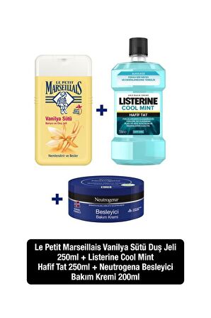Listerine Coolmint Hafif Tat 250+LPM Vanilya Sütü Duş Jeli 250+Neutrogena Besleyici Bakım Kremi 200