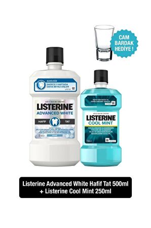 Listerine Advanced White Hafif Tat Alkolsüz Ağız Bakım Suyu 500 Ml + Cool Mint 250 Ml 