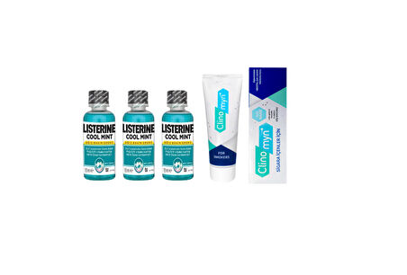 Listerine Cool Mint Ağız Gargarası 95 ml X3 Adet  + Sigara Kullanıcıları İçin Özel Diş Macunu Seti