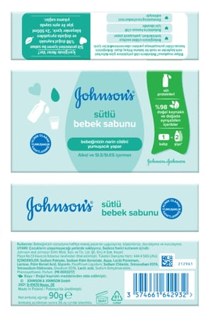 Johnson's Sütlü Katı Sabun 90gr