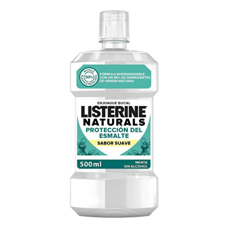 LISTERINE Naturals Emaye Koruma Hafif Lezzet Nane (Alkol veya Boya Yok, Vegan ) 500ml