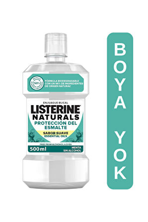 LISTERINE Naturals Emaye Koruma Hafif Lezzet Nane (Alkol veya Boya Yok, Vegan ) 500ml