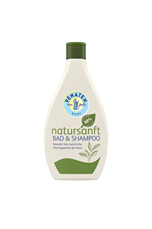 Penaten Natursanft Bad & Shampoo ( Parfümsüz, vegan, Aloe Vera, %98 Doğal) Şampuan ve yıkama jeli, 2'si 1 arada 395ml