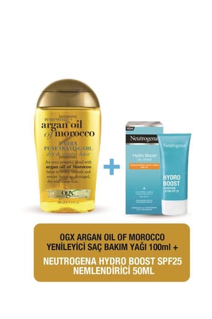 OGX Argan Oil Of Morocco Saç Bakım Yağı + Neutrogena Hydro Boost SPF25 Nemlendirici Krem 50 ml