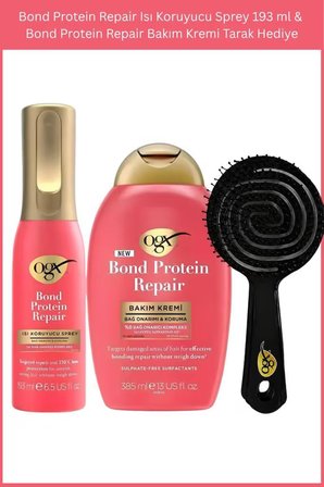 Bond Protein Repair Isı Koruyucu Sprey 193 ml & Bond Protein Repair Bakım Kremi Tarak Hediye