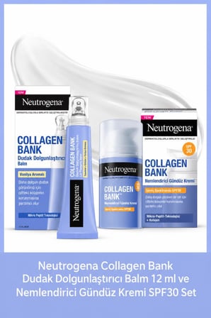 Collagen Bank Dudak Dolgunlaştırıcı Balm 12ml + Collagen Bank SPF30 Nemlendirici Gündüz Kremi 50 ml