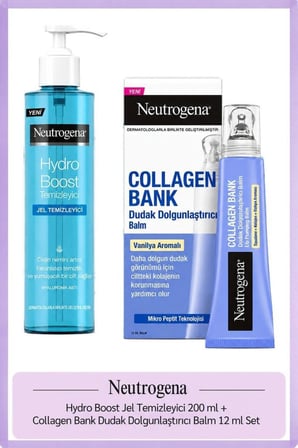 Hydro Boost Jel Temizleyici 200 ml + Collagen Bank Dudak Dolgunlaştırıcı Balm 12 ml Set