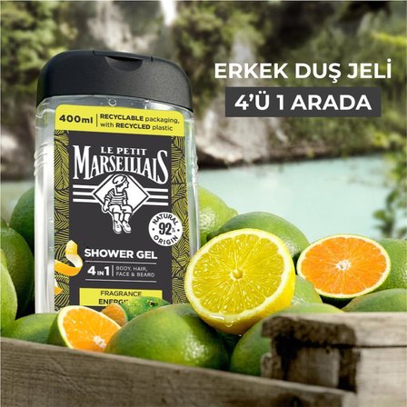 Le Petit Marseillais Men Yeşil Portakal ve Misket Limonu Duş Jeli 400 ml