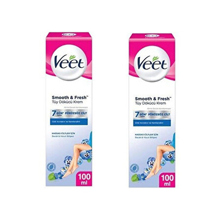 Veet Smooth & Fresh Hassas Ciltler için Tüy Dökücü Krem 100 ML x 2