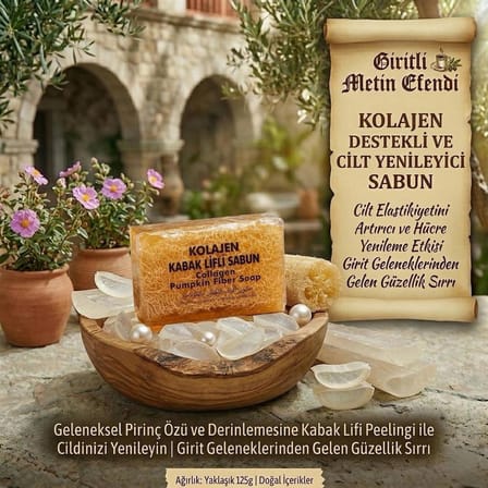 Giritli Efendi Doğal Kabak Lifli Sabun Seti - 4'lü Avantaj Paketi (Kolajen, Aloe Vera, Pirinç, Lavanta)