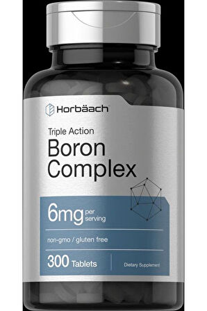 Triple Boron Complex 6 mg Supplement | 300 Tablets | for Men and Women | Vegetarian, Non-GMO & Glut