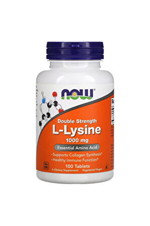 NOW Foods, Çift Güçlü L-,lysine, 1.000 mg, 100 Tablet