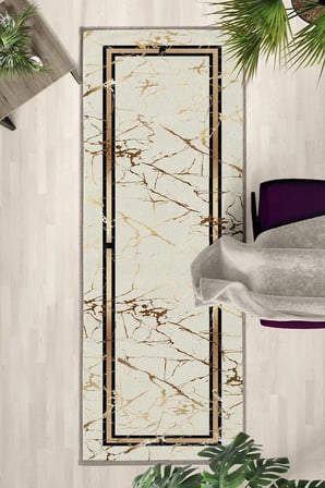 Servil Gold Zemin Krem Salon Mutfak Yatak Odası Dijital Baskı Yolluk Halı