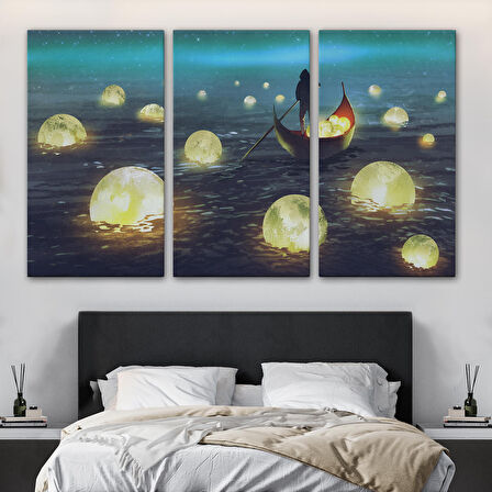 Denize Düşen Ayları Toplayan Adam Yağlıboya Görünüm Tablo-3575